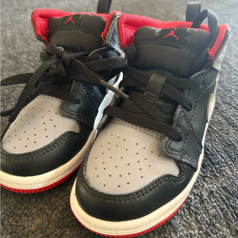 Nike Jordan 1 Black and Gray Sneakers with Red Accents